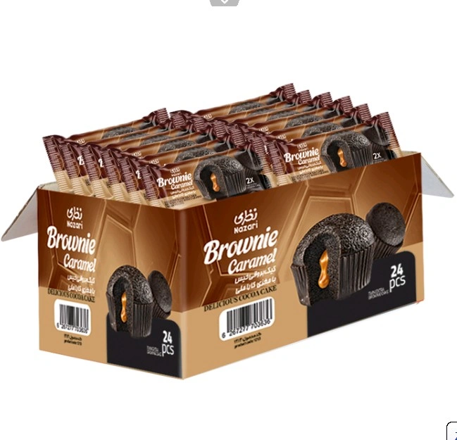 تصویر کیک براونی خیس با مغزی کاراملی نظری (کارتن 24 عددی ) 