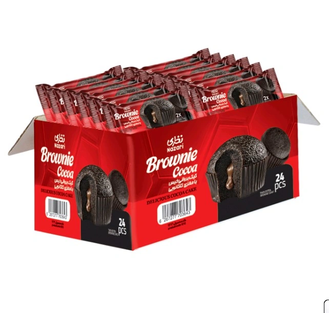 تصویر کیک براونی خیس با مغزی کاکائویی نظری (کارتن 24 عددی ) 